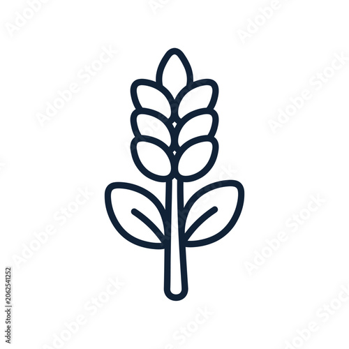 A simple line icon depicts a single wheat stalk with leaves