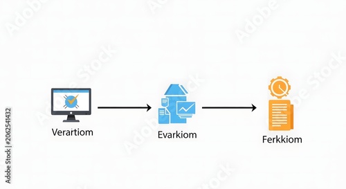 Computer monitor house with message and server rack icons with arrows flat vector illustration