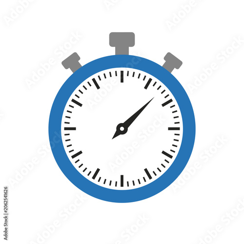 A blue stopwatch icon isolated on a white background