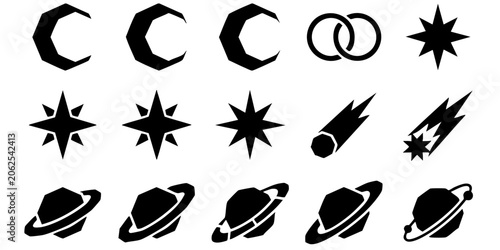 Canvas Print The celestial bodies and icons represent space and astronomy in a graphic illustration
