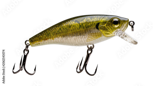 Картината върху платно Realistic fish-shaped fishing lure with treble hooks