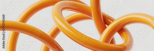Orange Tubing Knots on White Background