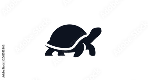 Black Turtle Silhouette Icon on White Background