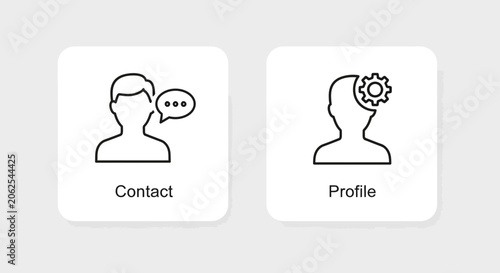 Contact Icon & Profile Icon: Communication and Thought Process Symbols