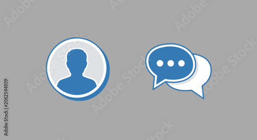 User Profile and Chat Bubbles Icons - Communication and Connection Concept