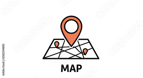 Location Map Pin Icon with Navigation Overlay
