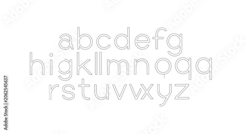 Minimalist Sans-Serif Font Alphabet Outline, Modern Typographic Design