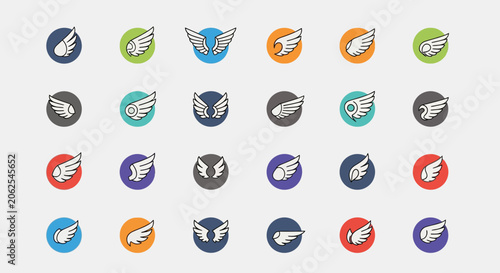 Set of Wing Icons in Different Colors