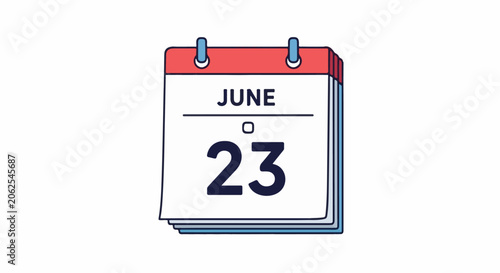 Simple illustration of a tear-off calendar showing June 23