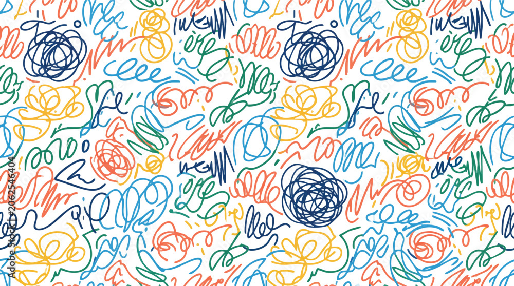 Fototapeta premium Abstract colorful scribbles and doodles pattern for creative and artistic designs