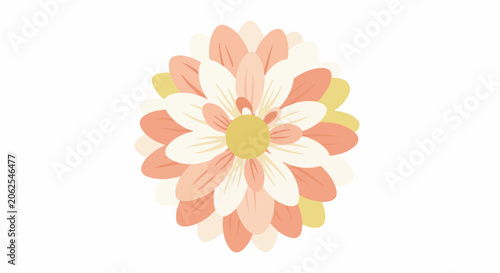 Softly colored daisy flower with multiple petals in pastel hues on a white background