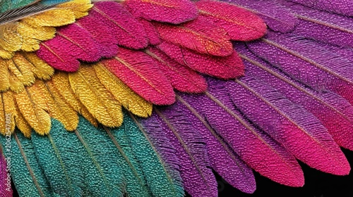 Vibrant Glittering Feathers Close Up