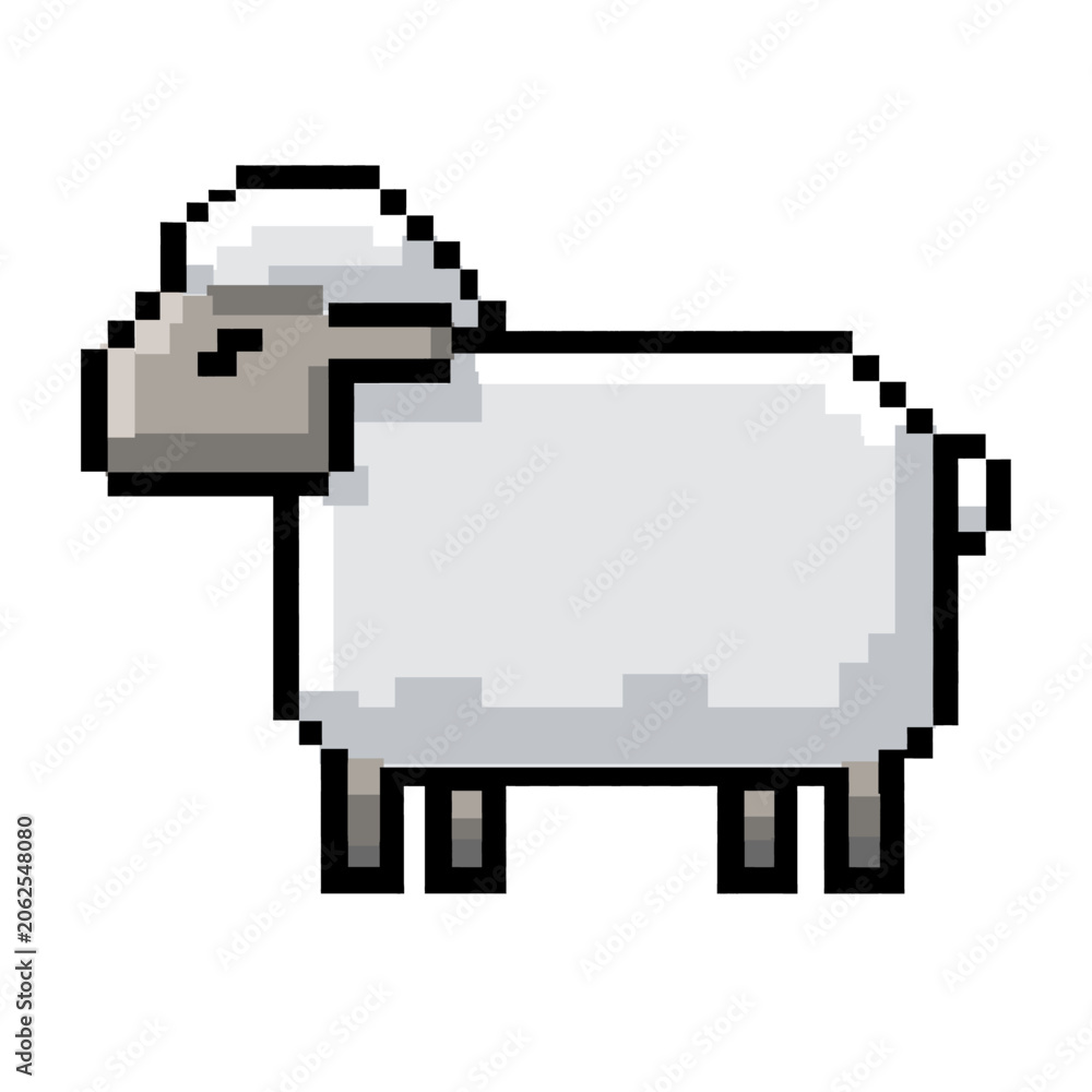 Fototapeta premium Pixel Retro sheep 8-bit Vector graphic design