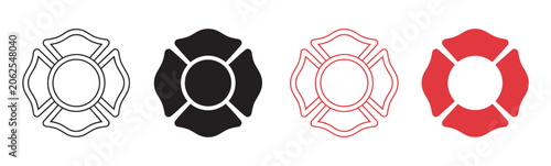 Bild auf Leinwand Firefighter emblem icon set, st florian maltese cross fire department badge symb