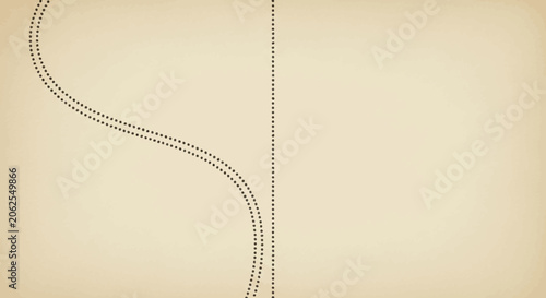 Curved and Straight Dotted Lines on Textured Beige Background - Abstract Vector Art