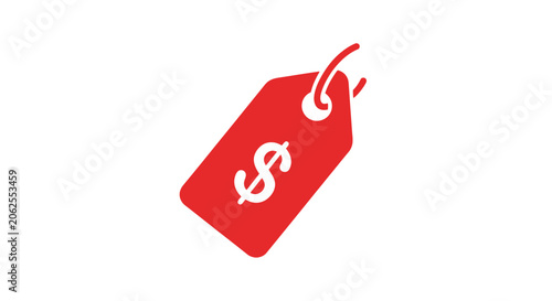 Cuadro en lienzo Red Tag with Dollar Sign Symbol.
