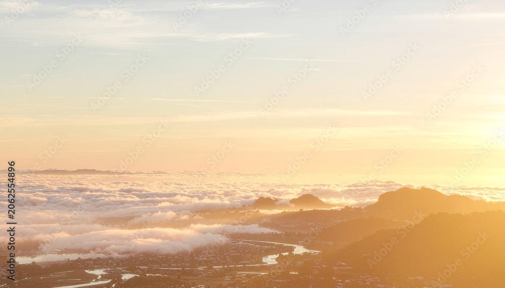 Fototapeta premium Mountain Landscape at Sunrise with Clouds.