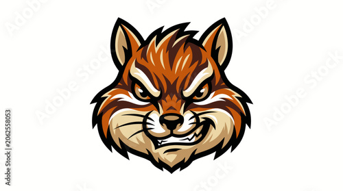Fotografie Cartoon angry squirrel face closeup.