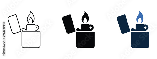 Fotografía Gasoline Lighter Icon Representing Pocket Lighter Ignition Flame, Spark, Fuel Fi