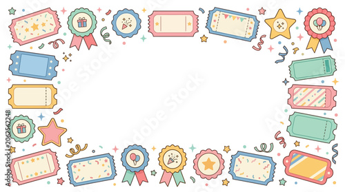 The Colorful cartoon award ribbons and badges.