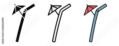 Quadro su tela umbrella topped straws for cold drinks on white background  fun summer accessor