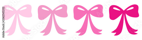 Set of Pink Bow and Ribbon Vector Illustration. Coquette, Feminine, and Trendy