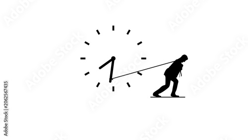 Tableau sur toile Fight against time, black isolated vector silhouette