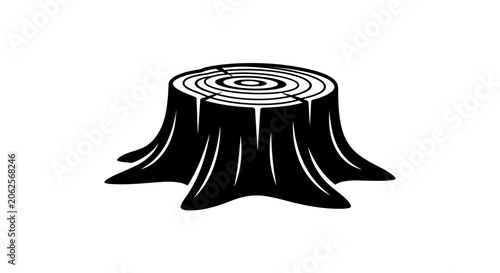 Vászonkép Tree stump remains as a singular remnant of a cut forest, illustrating the impact of deforestation and natural change in the wild