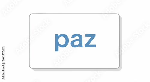 White rectangle with rounded corners and the word 