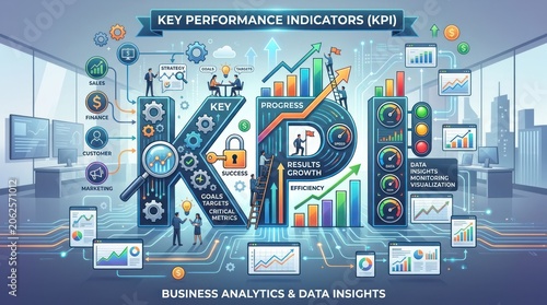 Key Performance Indicators KPI Business Analytics and Data Insights Concept.