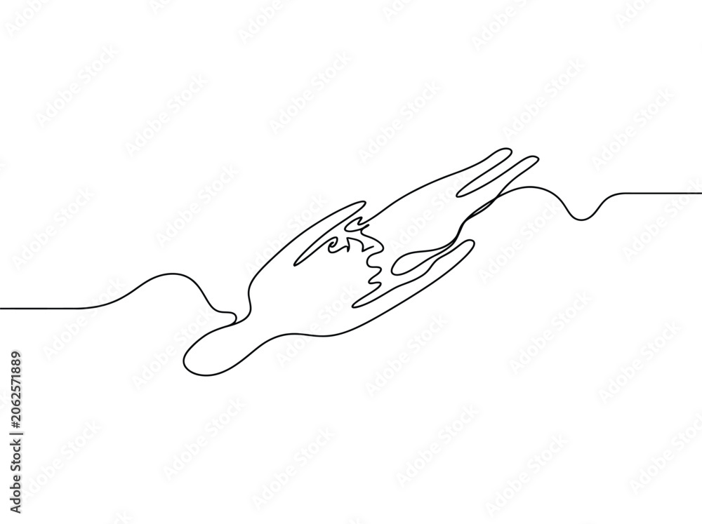 Obraz premium One line art of a person diving gracefully into water while in motion