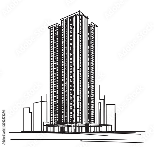 Abstract High rise building sketch