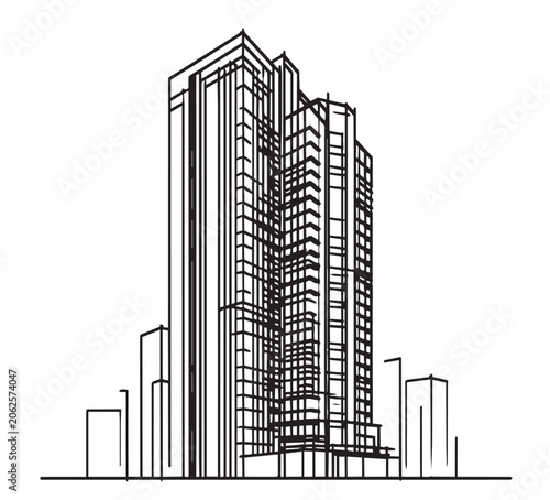 Abstract High rise building sketch