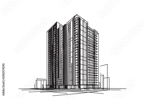 Abstract High rise building sketch