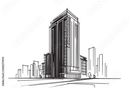 Abstract High rise building sketch