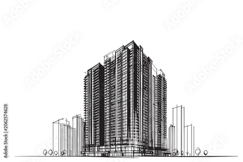 Abstract High rise building sketch