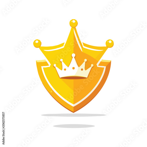 Golden Shield Emblem Featuring A Royal Crown Illustration.