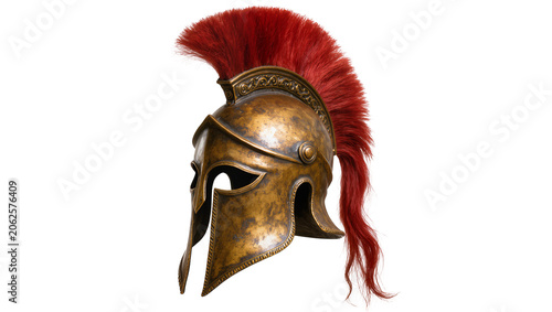 Fotografía Ancient Greek Corinthian helmet with red plume