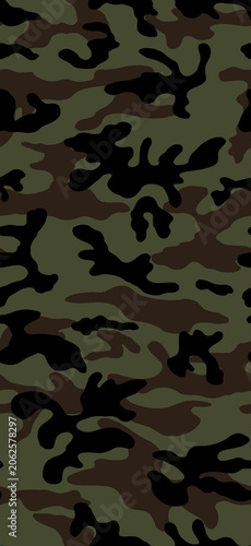 Fotografia Camouflage pattern with abstract leaf shapes on green background