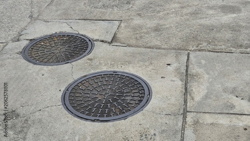 manhole cover in the street