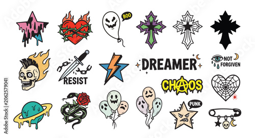 Punk Style Alternative Sticker Design Collection