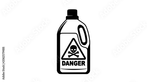 Danger Container with Skull and Crossbones Symbol on a White Background Featuring Warning, Toxic, Hazardous with Chemical and Poison Elements