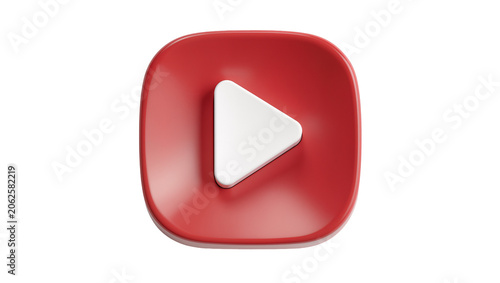 Cuadro en lienzo Red rounded square with white play button icon