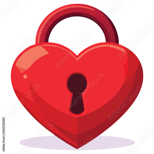 Red heart shaped padlock for valentines day.