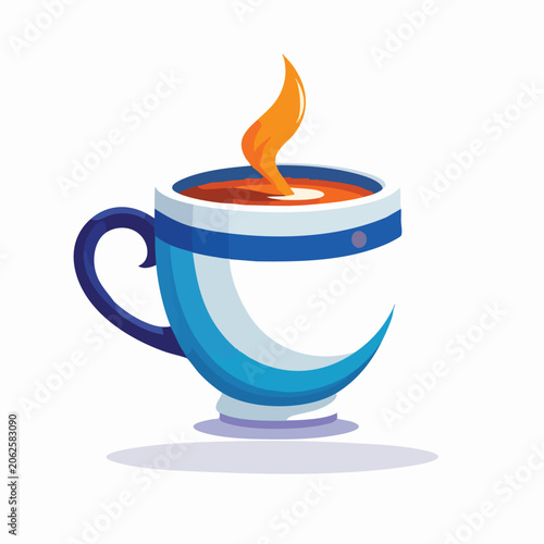 Creative Letter C Shaped Coffee Mug Logo Illustration.