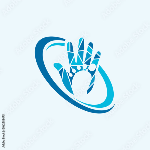 Hand dan foot with Geometric Pattern for health care logo