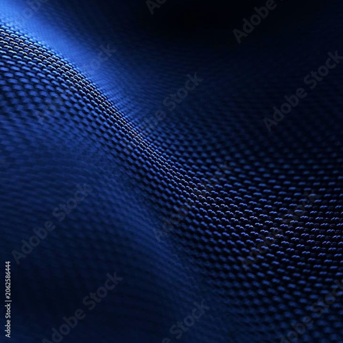 Abstract digital mesh texture in deep blue gradient with geometric pattern background