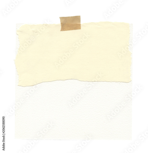 Blank mixed eggshell paper, craft paper, texture scotch duct tape memo sketchbook ideal for scrapbook journal notepad. Retro vintage torn ripped edgy clean background.