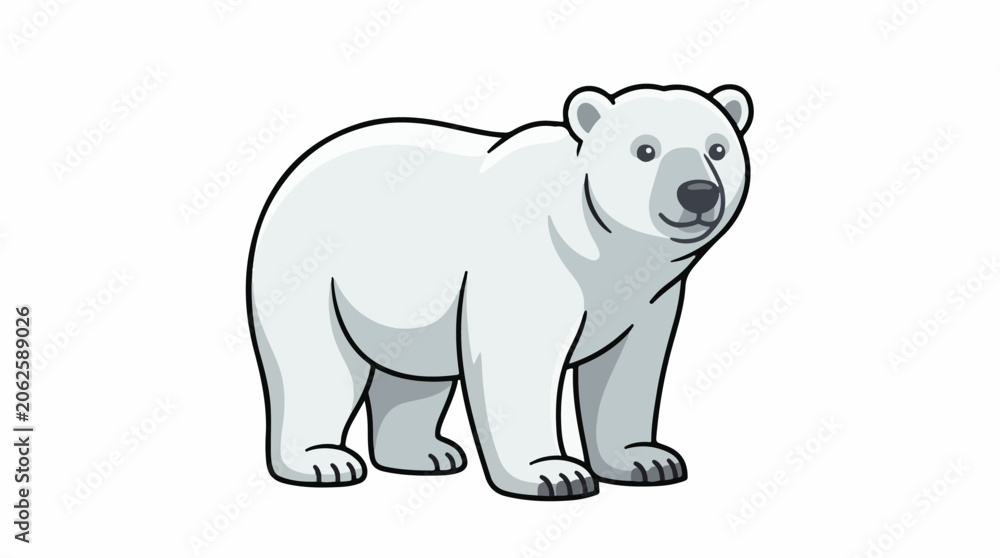 Fototapeta premium A cartoon-style illustration of a polar bear standing on all fours (1)