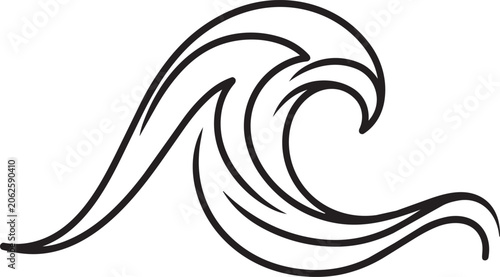 PrintMinimalist sea wave outline logo design.